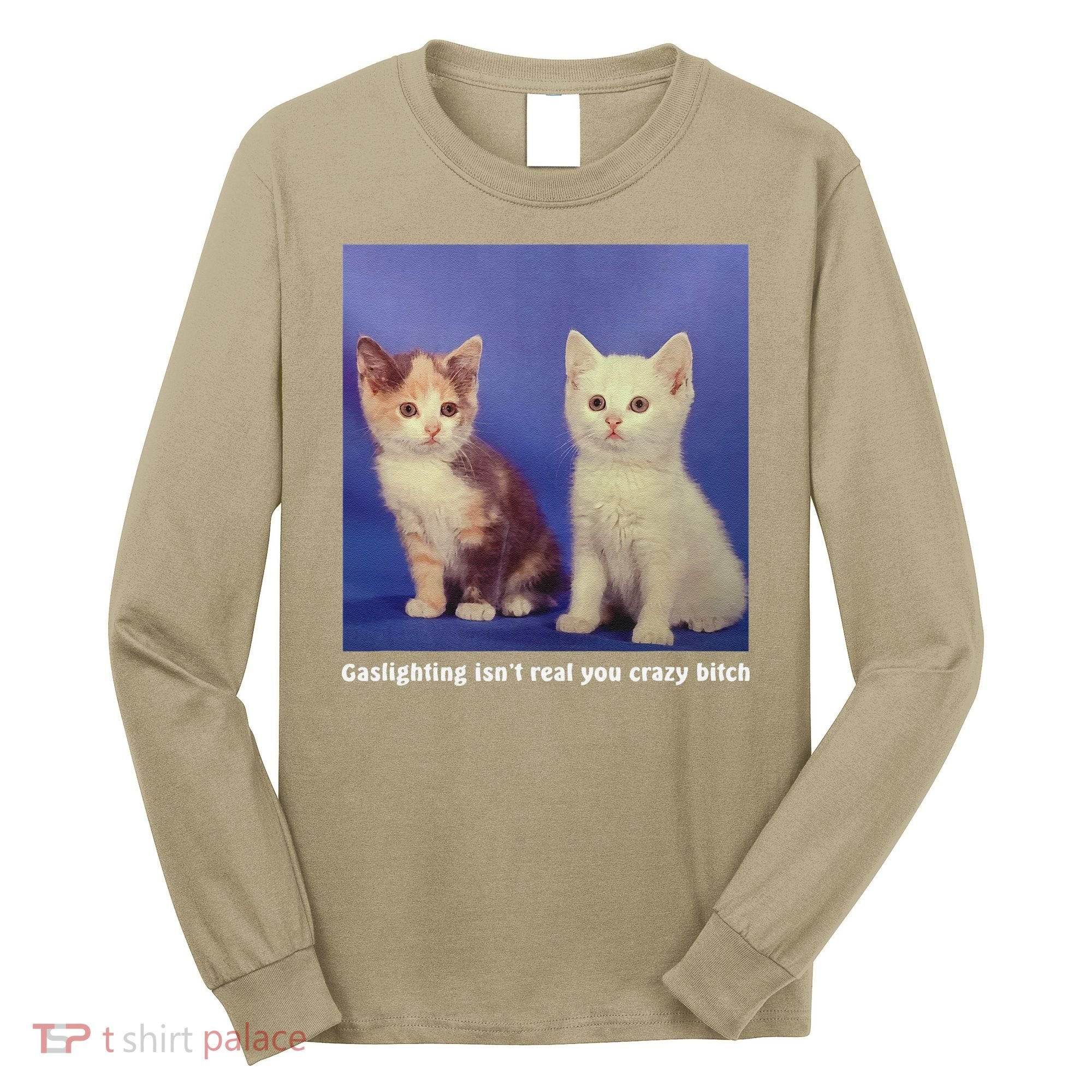 Gaslighting Isnt Real You Crazy B.I.T.C.H Funny Cat Lover Long Sleeve Shirt