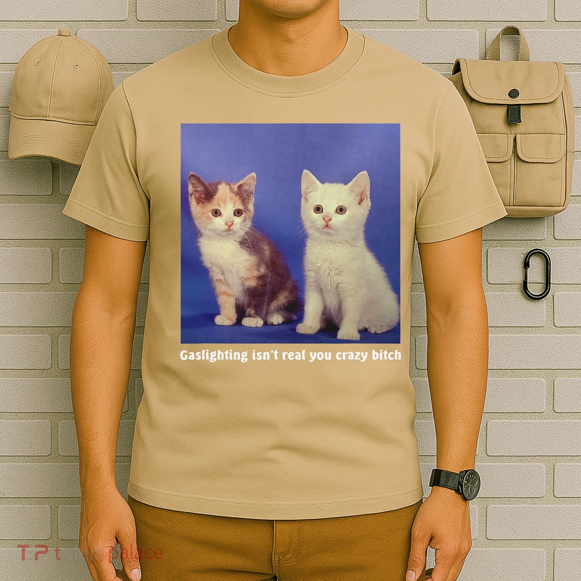 Gaslighting Isnt Real You Crazy B.I.T.C.H Funny Cat Lover T-Shirt