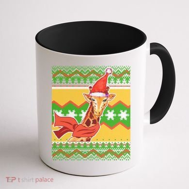 Giraffe Ugly Christmas Coffee Mug back