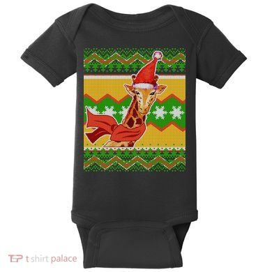 Giraffe Ugly Christmas Baby Bodysuit