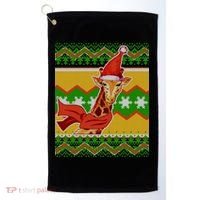 Giraffe Ugly Christmas Golf Towel thumb 0