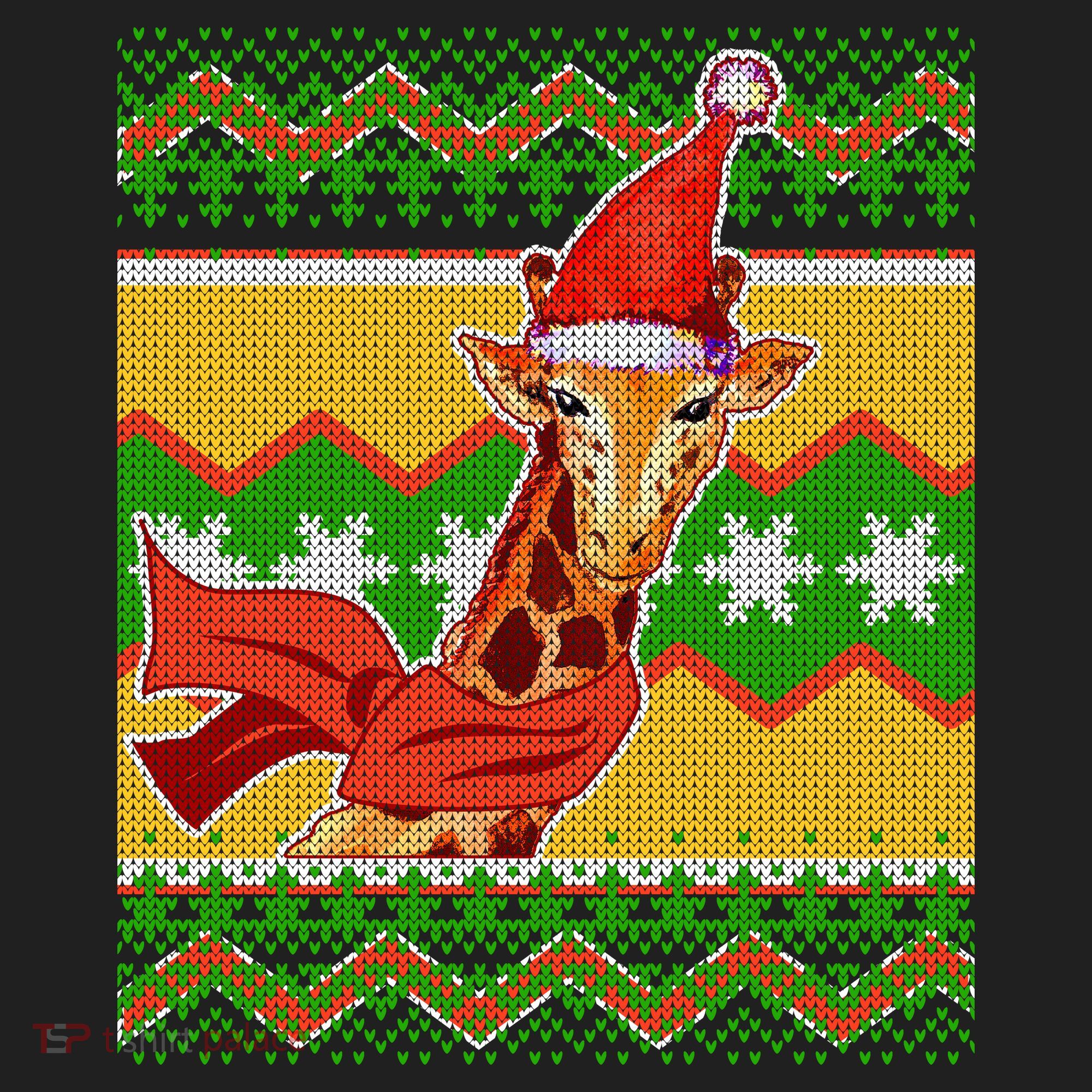 Giraffe Ugly Christmas Golf Towel