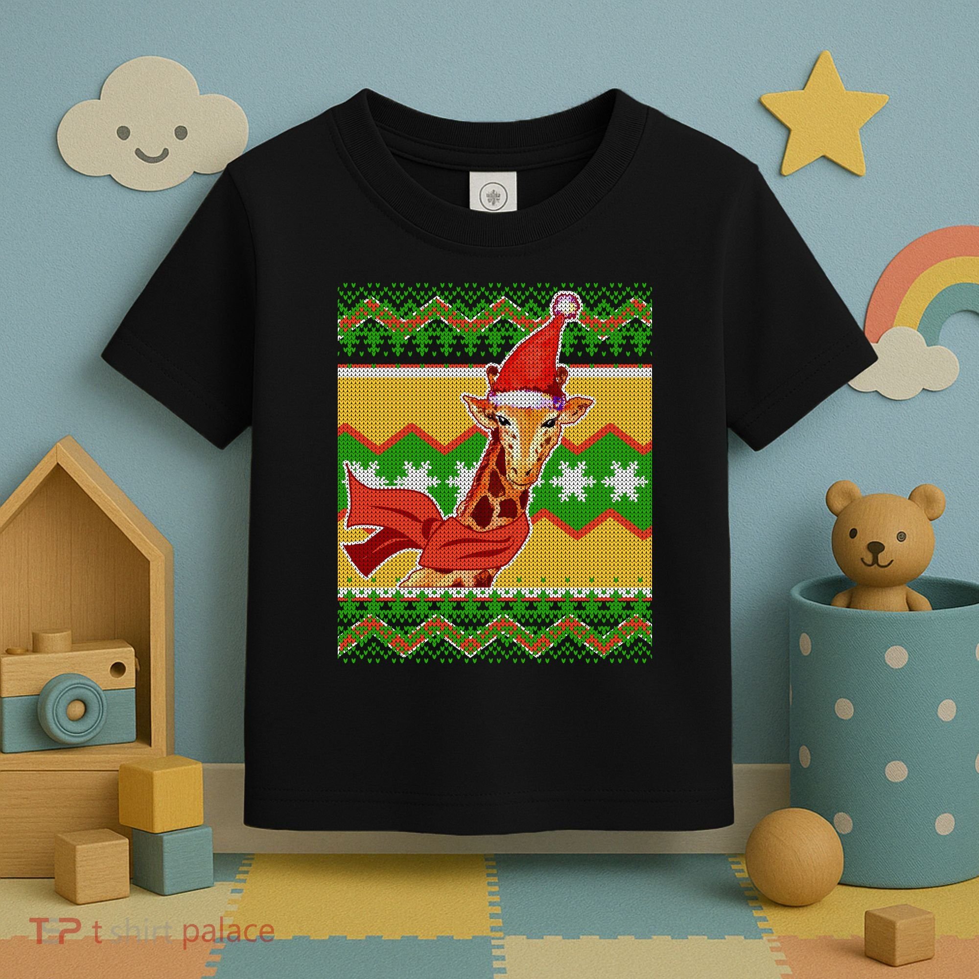 Giraffe Ugly Christmas Toddler T-Shirt