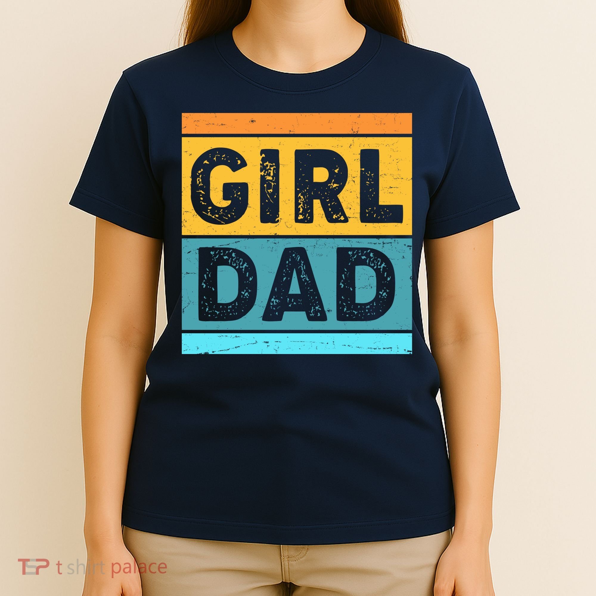Girl Dad Distressed Color Block T-Shirt