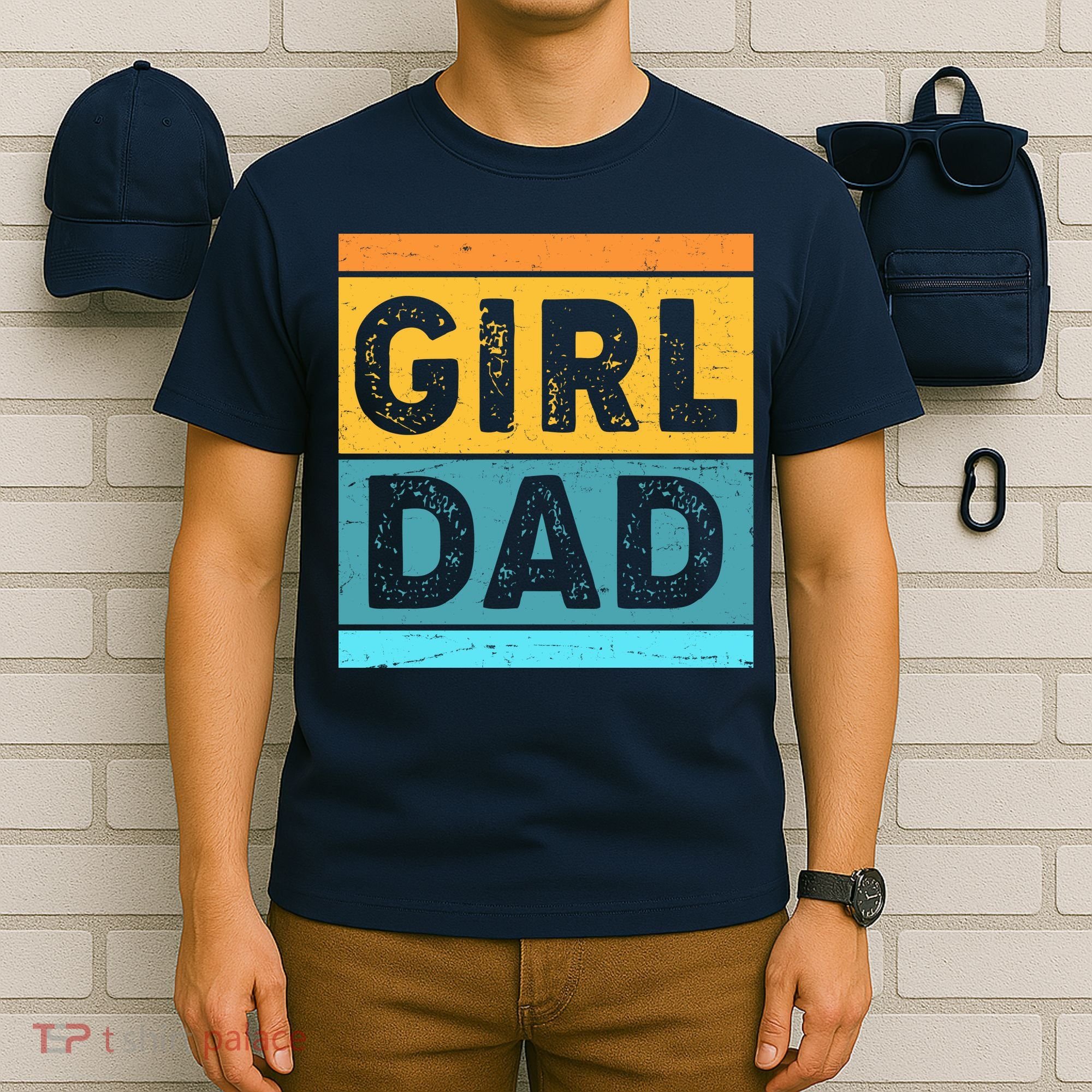 Girl Dad Distressed Color Block T-Shirt