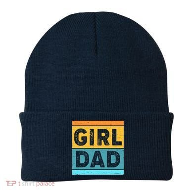 Girl Dad Distressed Color Block Beanie