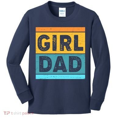 Girl Dad Distressed Color Block Kids Long Sleeve Shirt