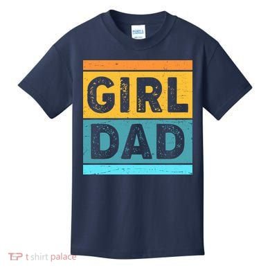 Girl Dad Distressed Color Block Kids T-Shirt