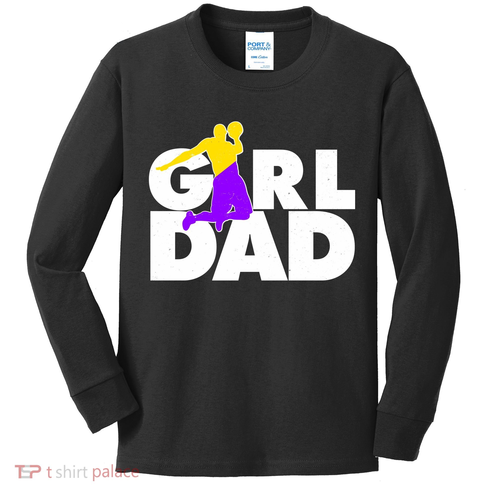 Girl Dad Dunking Tribute Kids Long Sleeve Shirt