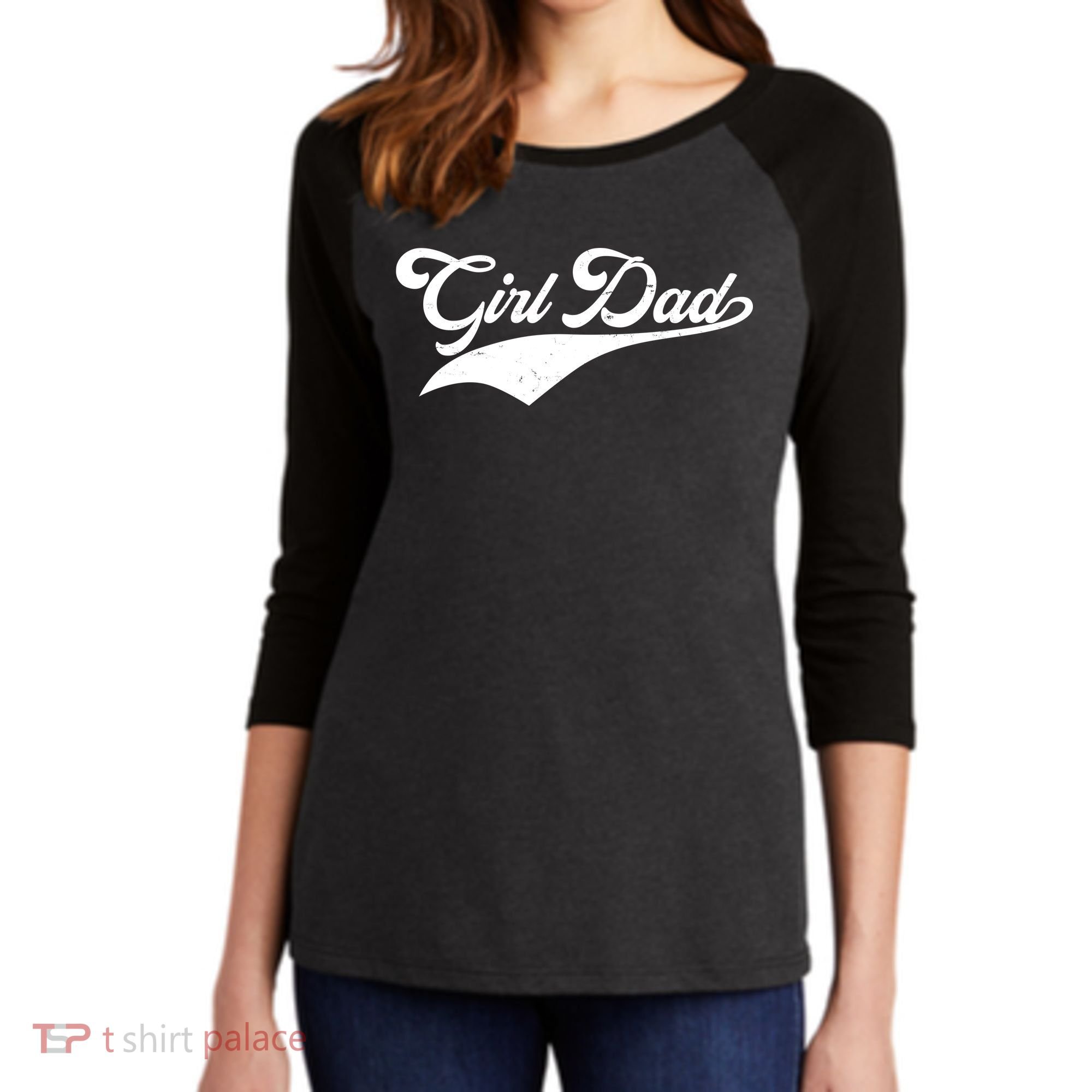 Girl Dad Tribute Women's Tri-Blend 3/4-Sleeve Raglan Shirt