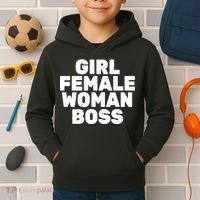 Girl Female Woman Boss Kids Hoodie thumb 2