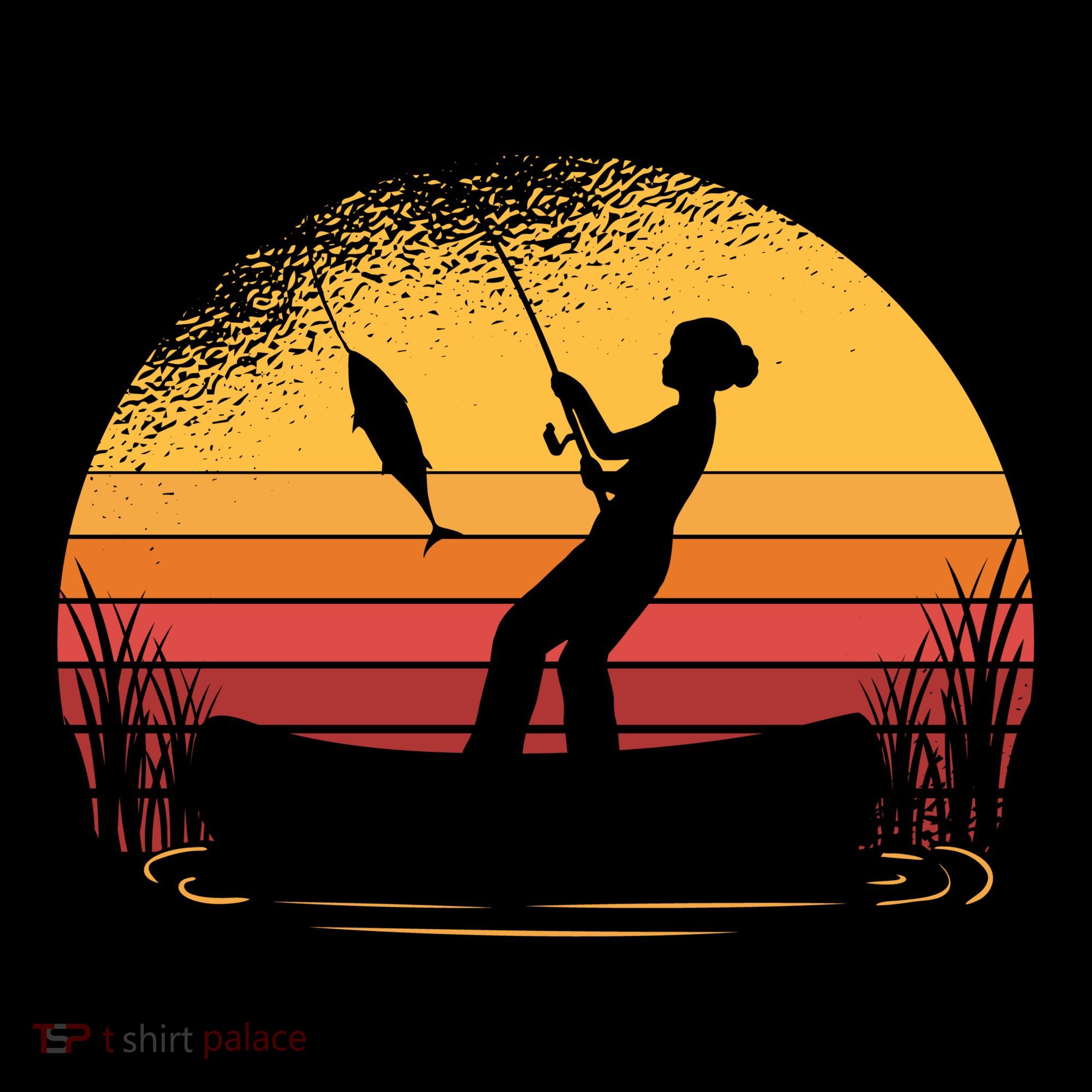 Girl Fishing Sunset Coffee Mug