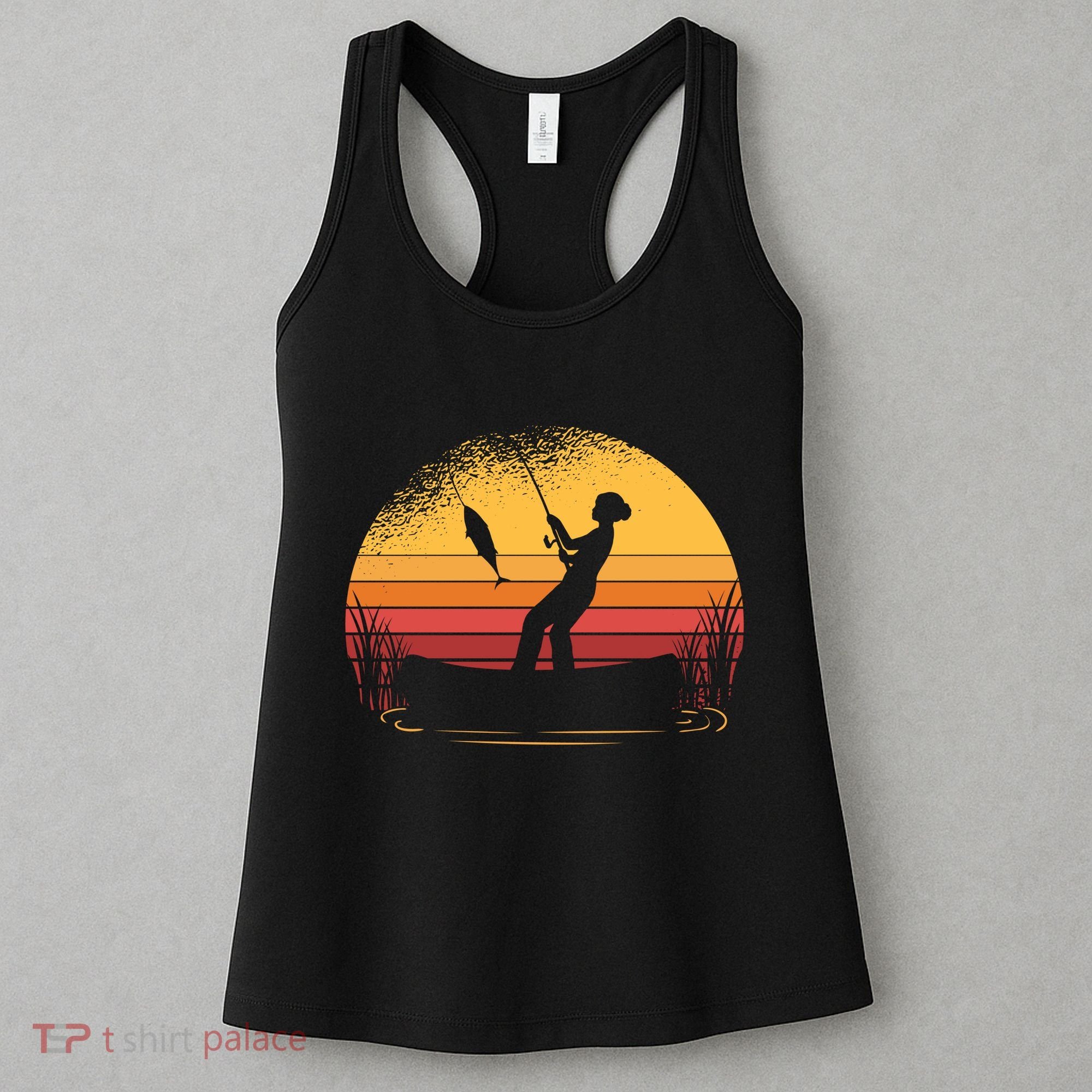 Girl Fishing Sunset Women's Tank Top