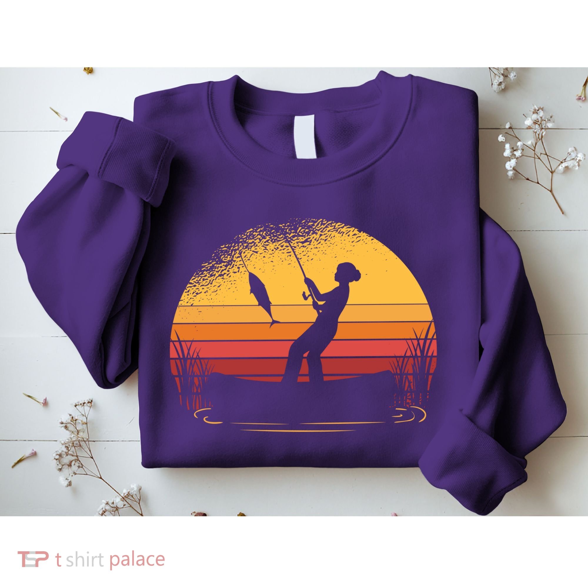 Girl Fishing Sunset Sweatshirt