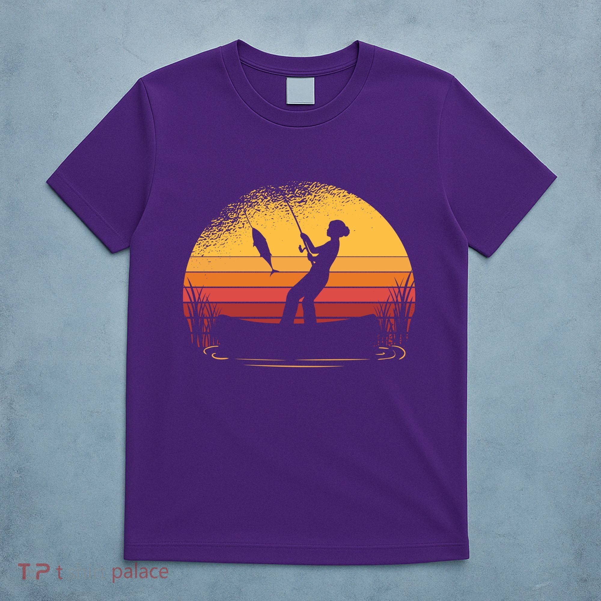 Girl Fishing Sunset T-Shirt