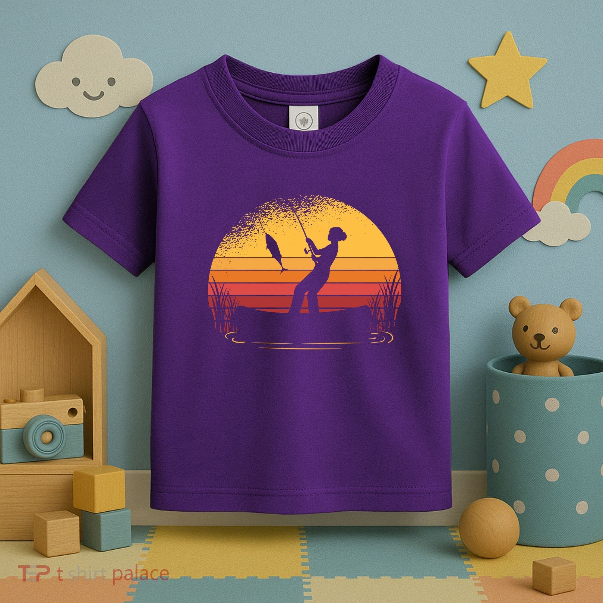 Girl Fishing Sunset Toddler T-Shirt