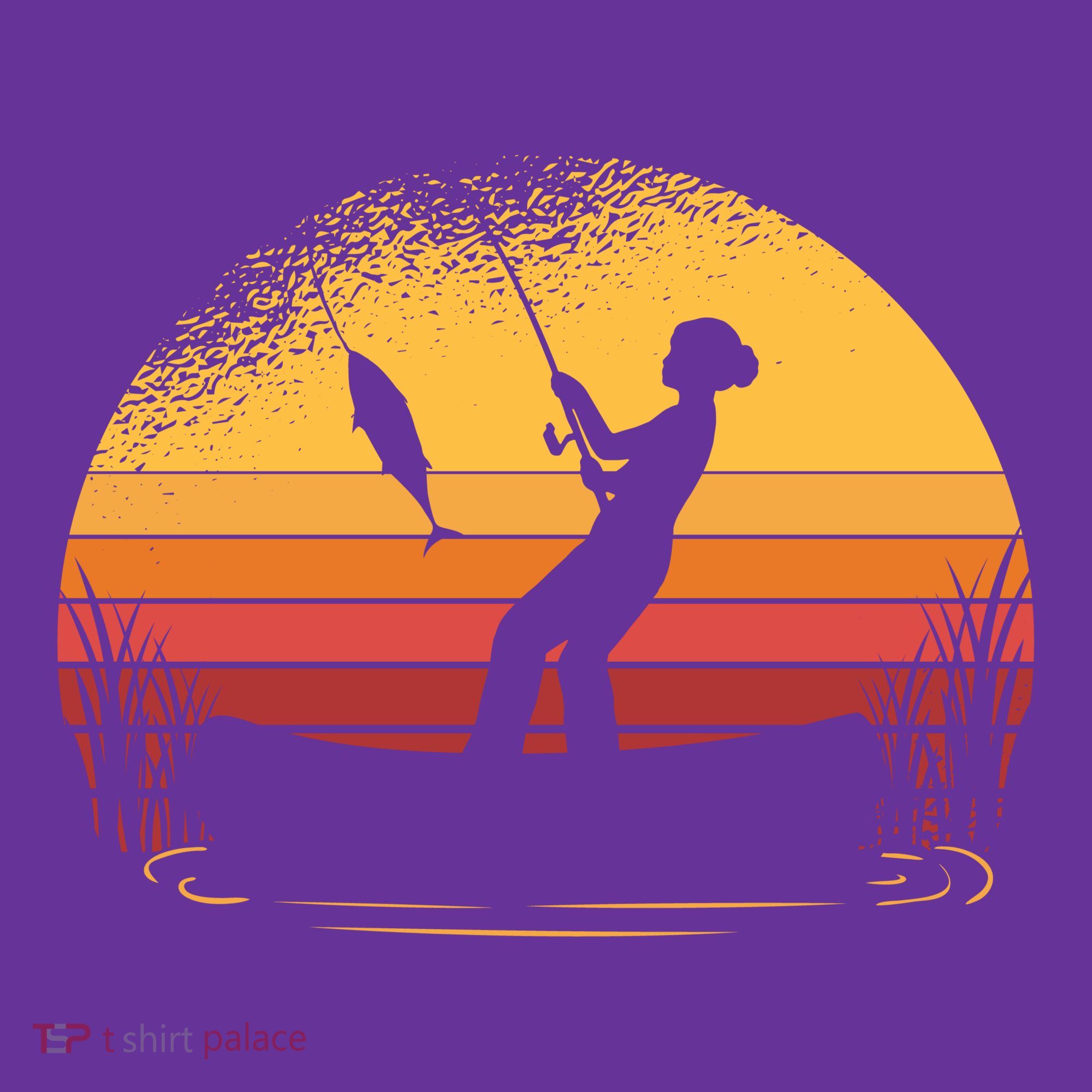 Girl Fishing Sunset Women's T-Shirt