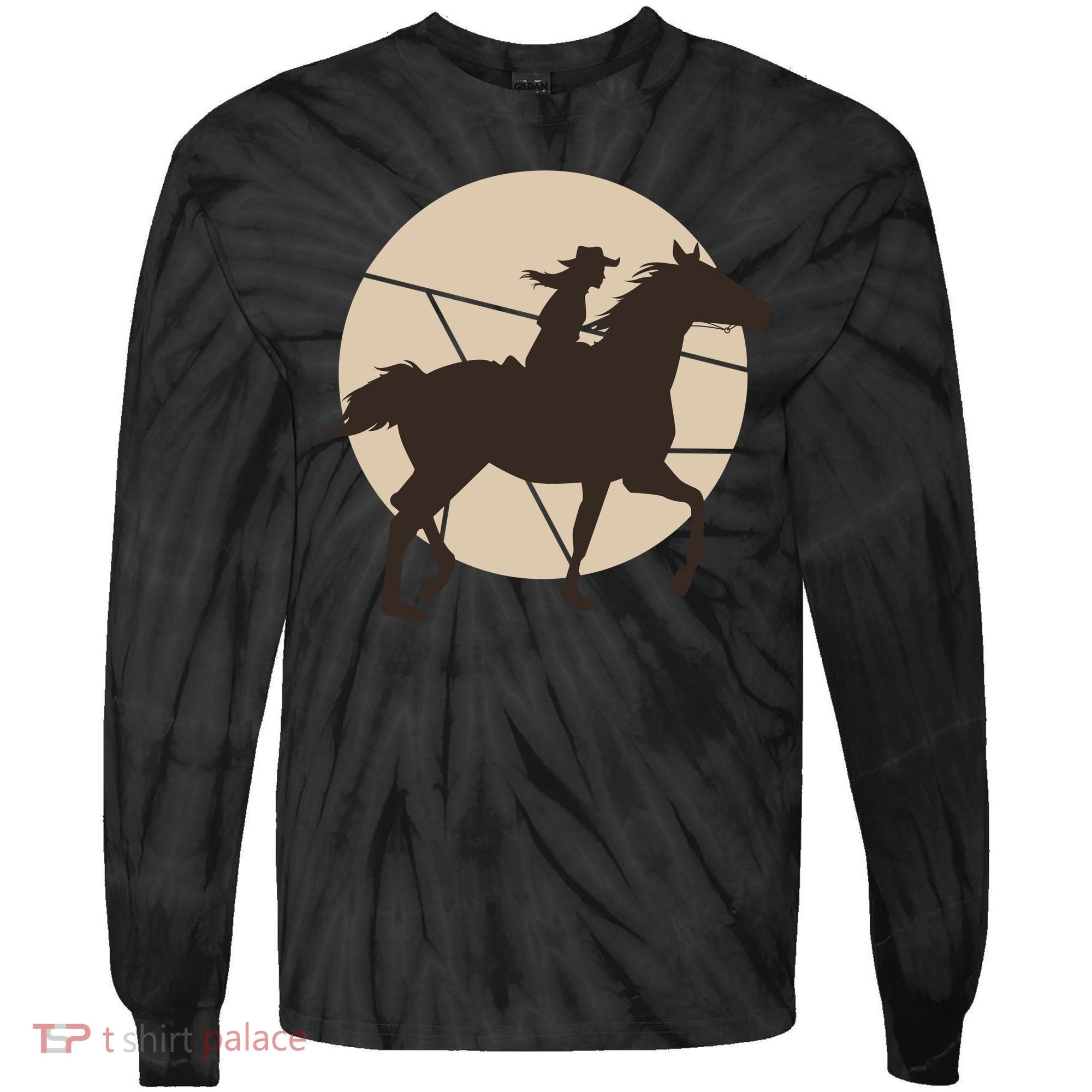 Girl Horse Rider Tie-Dye Long Sleeve Shirt