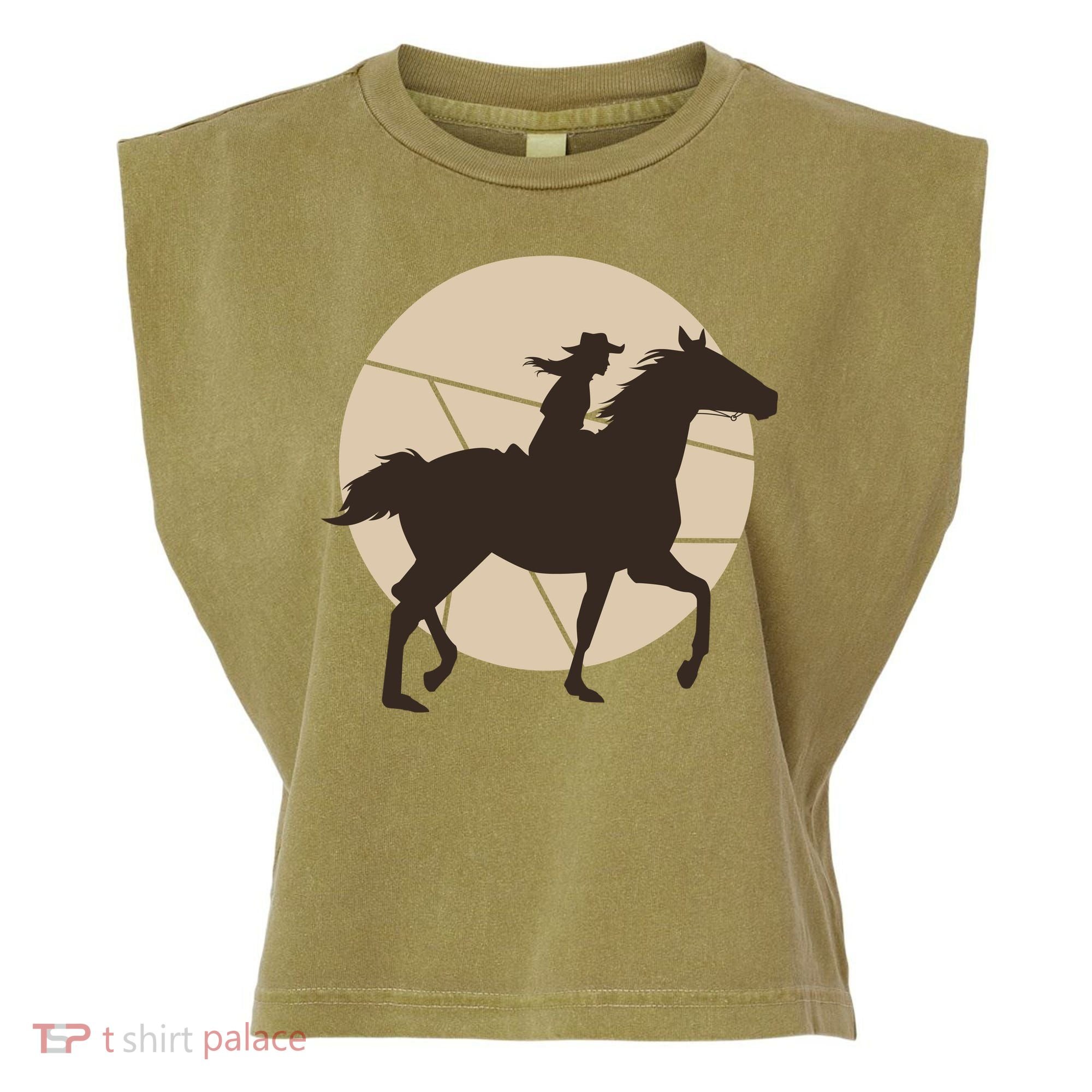 Girl Horse Rider Garment-Dyed Women's Muscle Tee