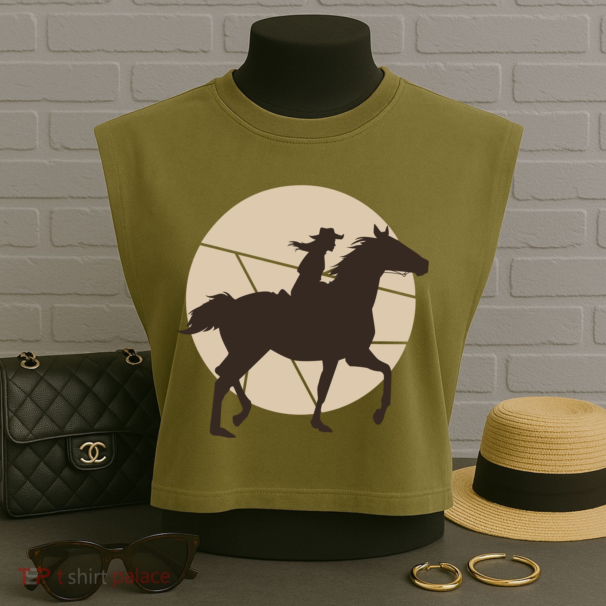 Girl Horse Rider Garment-Dyed Women's Muscle Tee