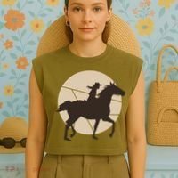 Girl Horse Rider Garment-Dyed Women's Muscle Tee thumb 4