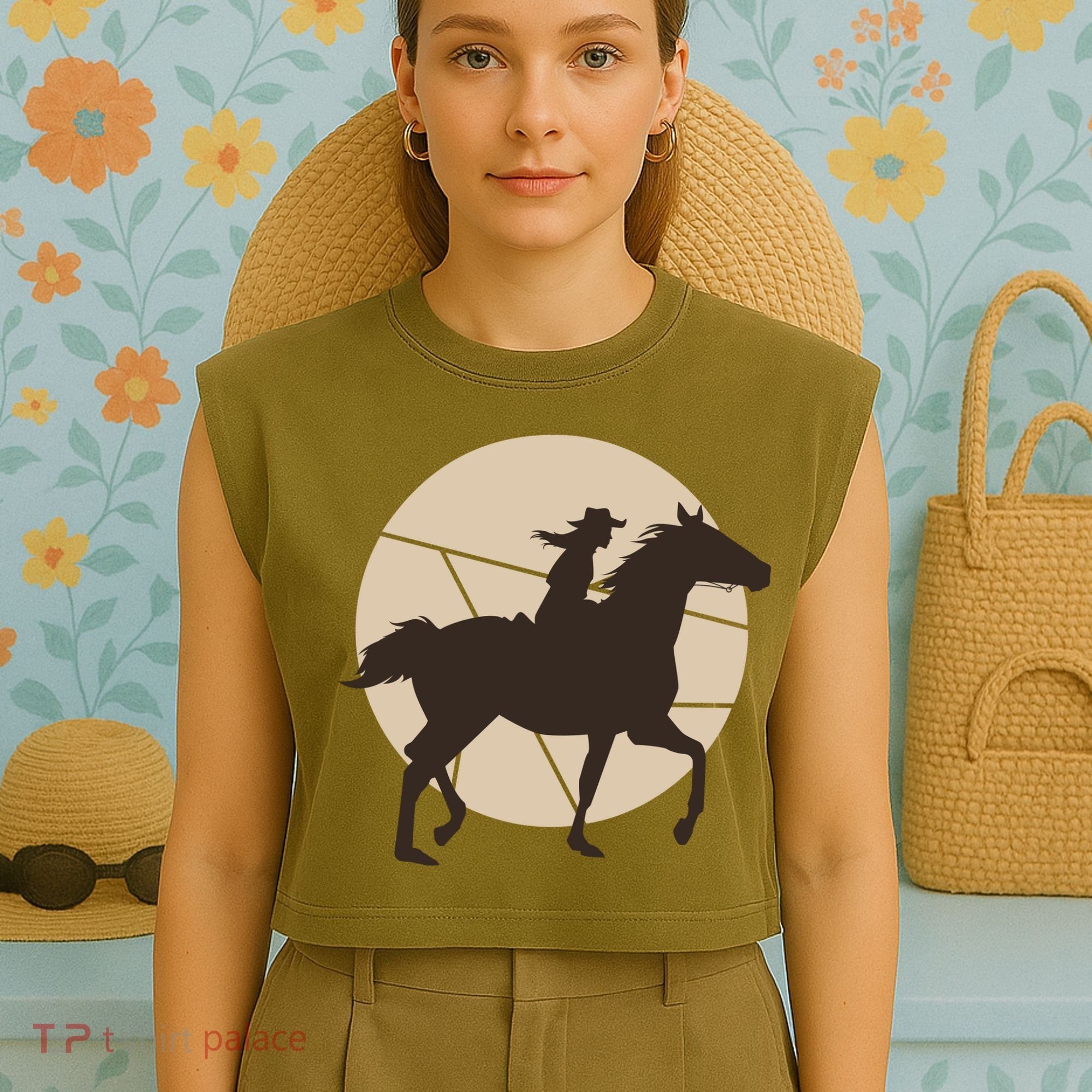 Girl Horse Rider Garment-Dyed Women's Muscle Tee