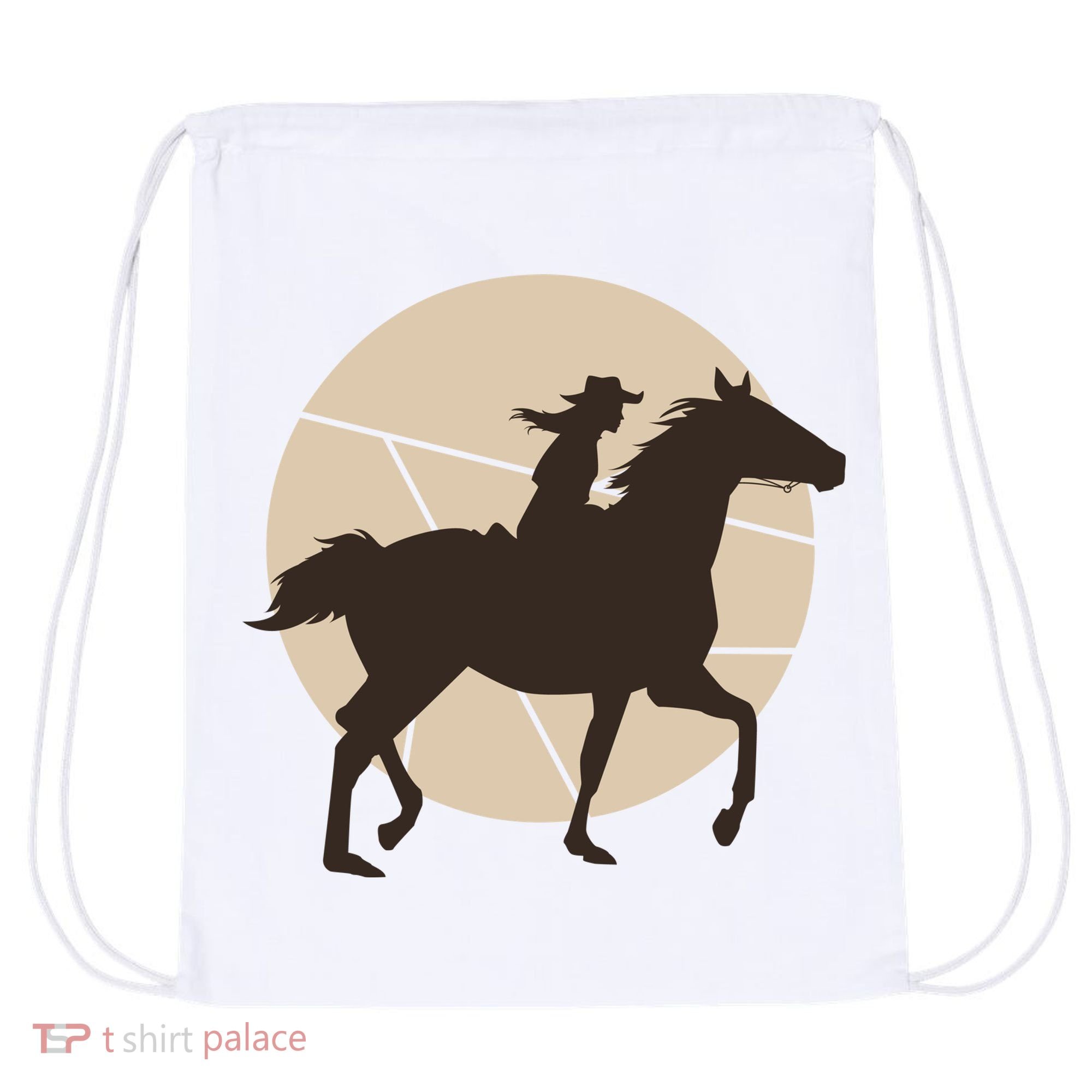 Girl Horse Rider Drawstring Bag