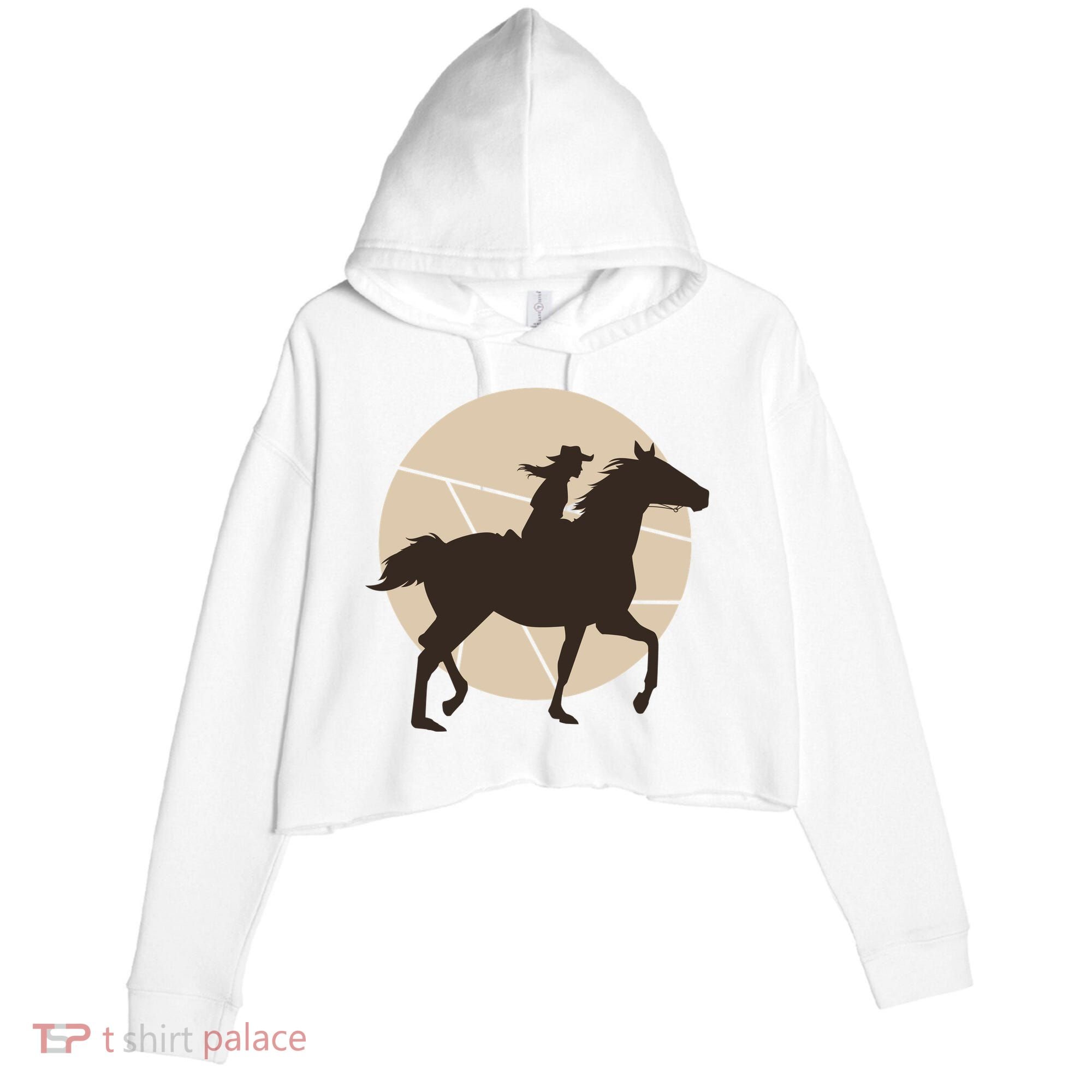 Girl Horse Rider Crop Fleece Hoodie