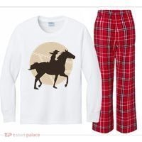 Girl Horse Rider Kids Long Sleeve Plaid Pajama Set thumb 0