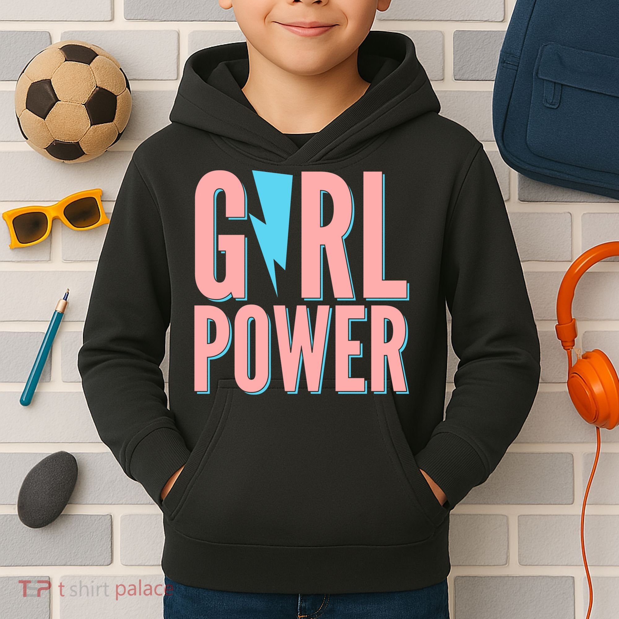 Girl Power Lightning Bolt Kids Hoodie