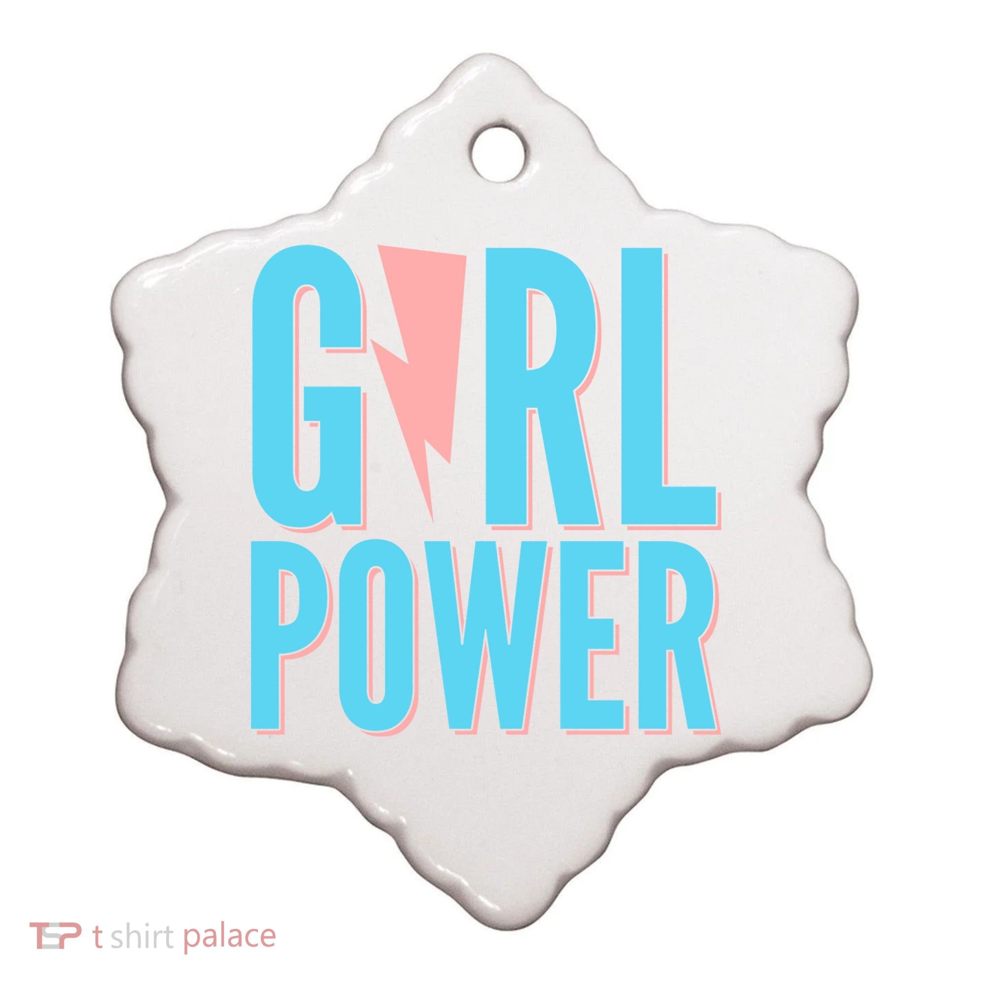 Girl Power Lightning Bolt Ceramic Ornament