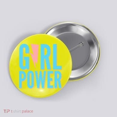 Girl Power Lightning Bolt Button