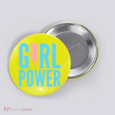 Girl Power Lightning Bolt Button