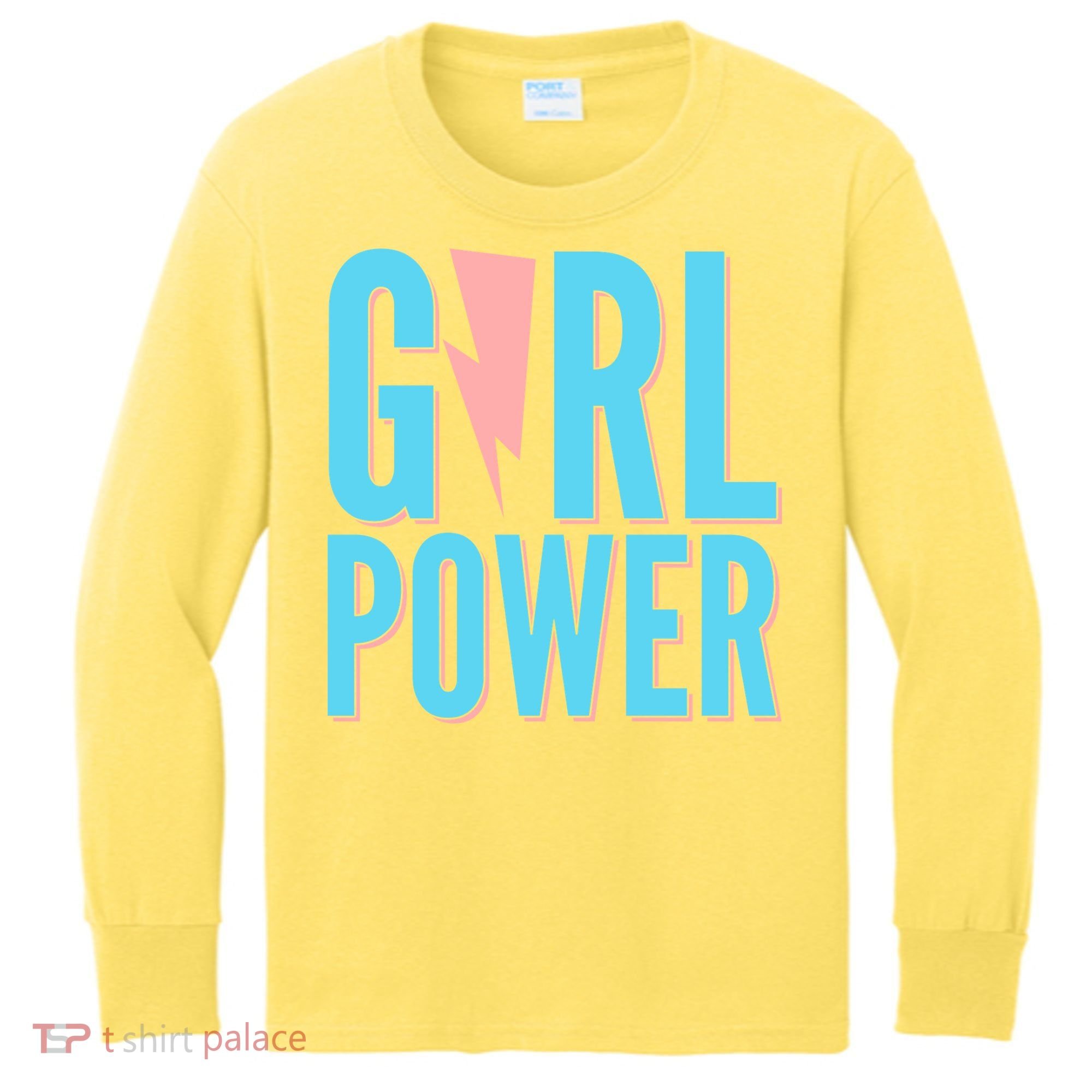 Girl Power Lightning Bolt Kids Long Sleeve Shirt