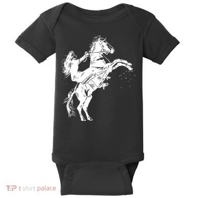 Girl Riding Horse Equitation Baby Bodysuit