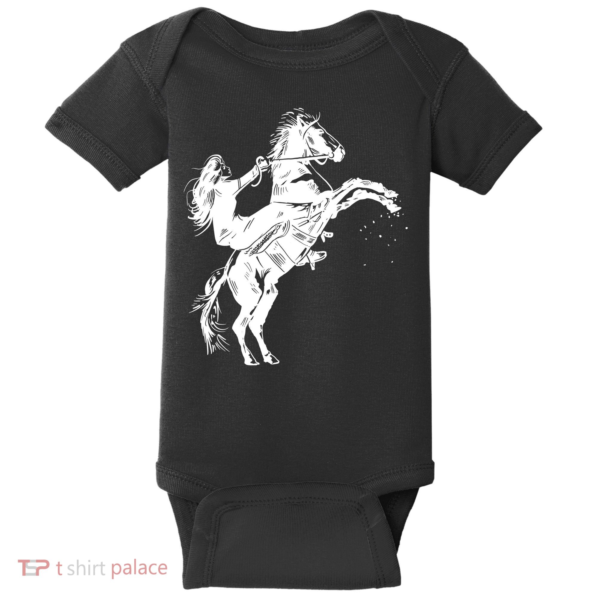 Girl Riding Horse Equitation Baby Bodysuit