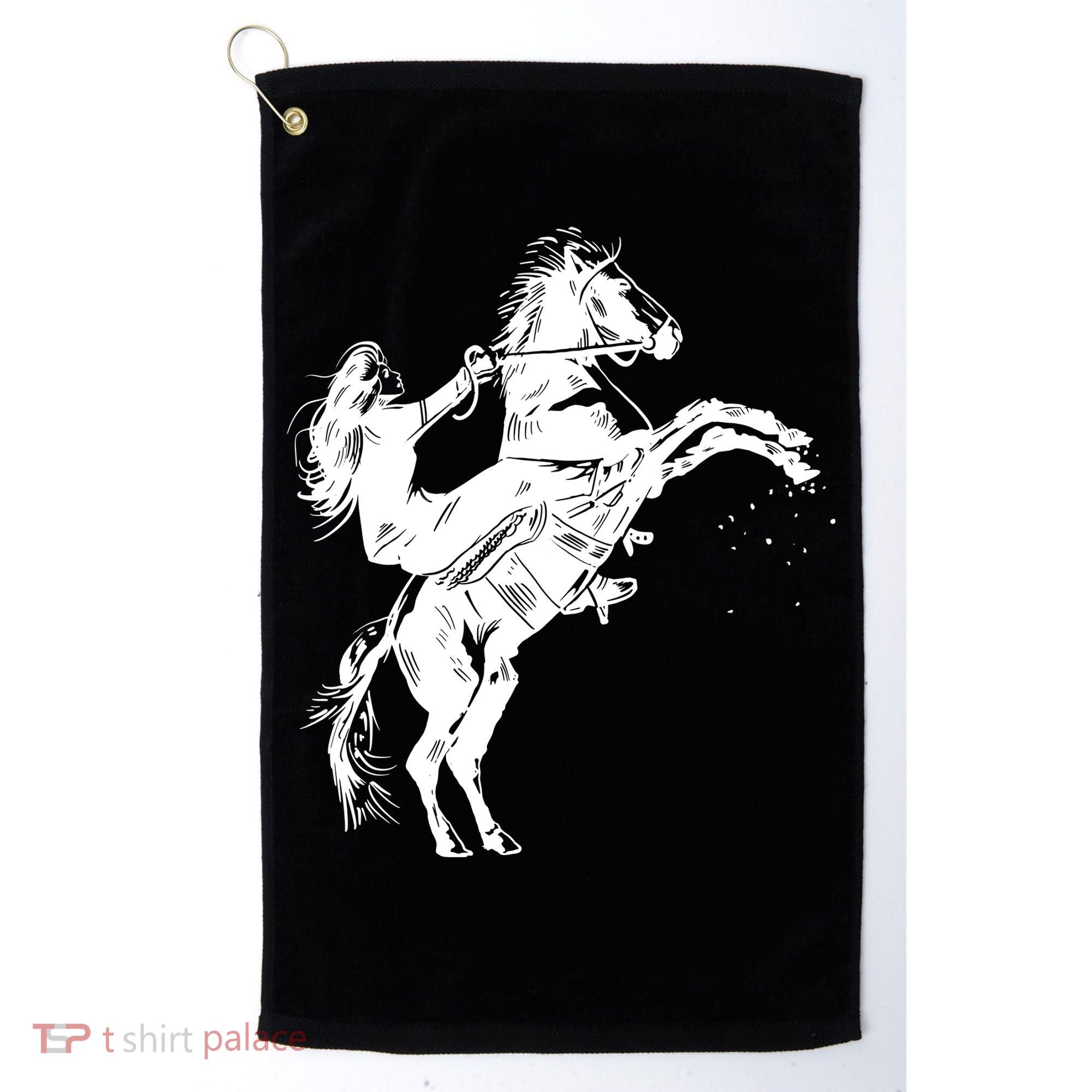 Girl Riding Horse Equitation Golf Towel