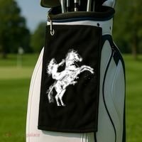 Girl Riding Horse Equitation Golf Towel thumb 2