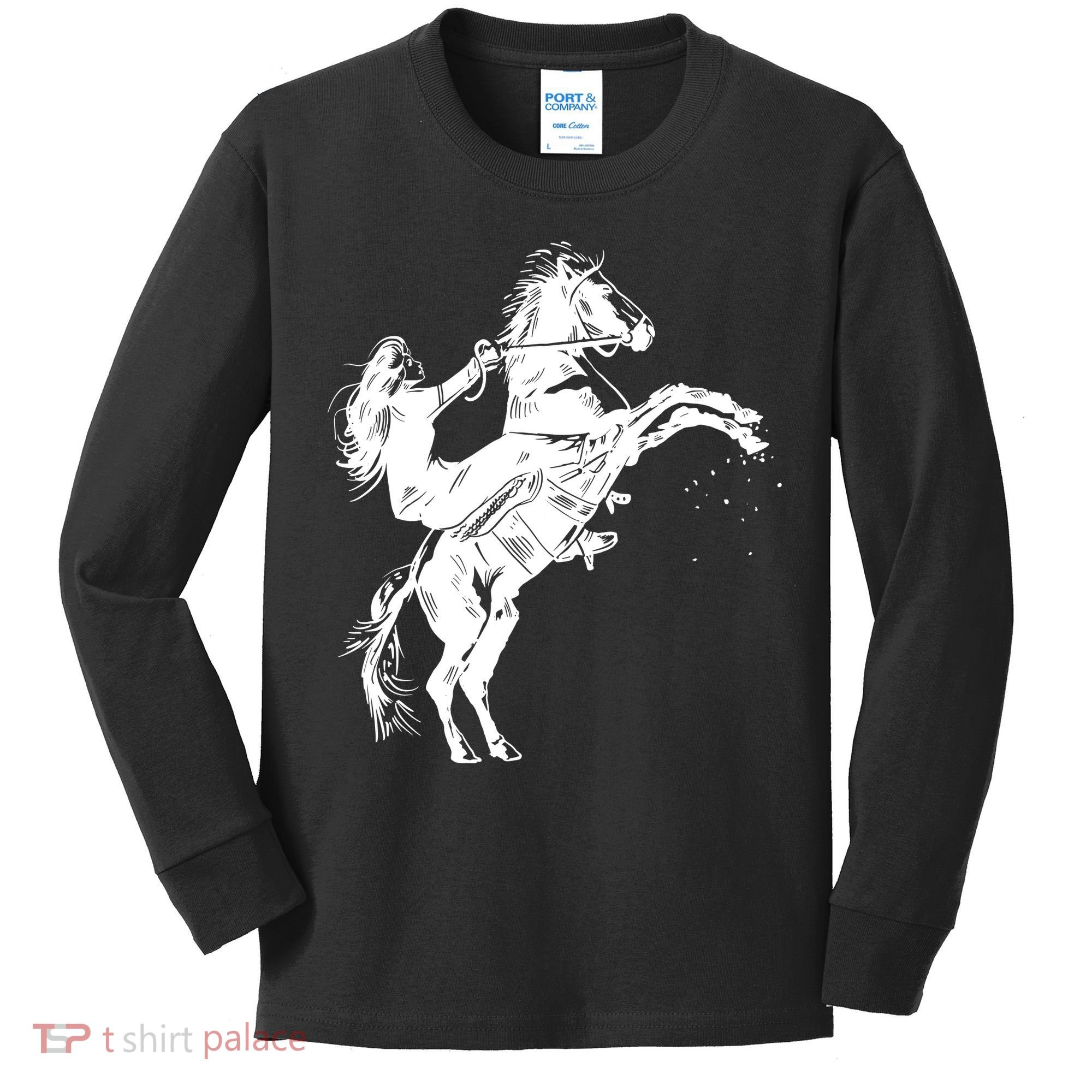 Girl Riding Horse Equitation Kids Long Sleeve Shirt