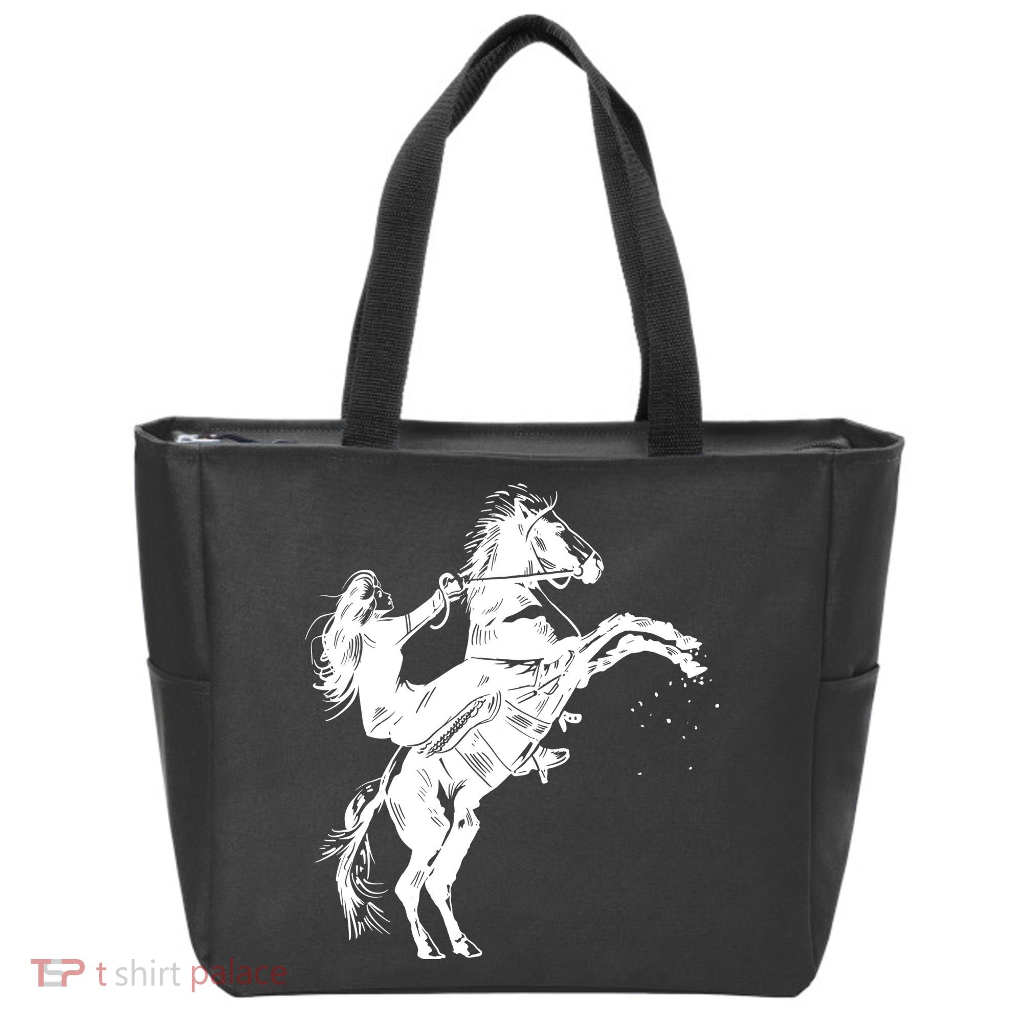 Girl Riding Horse Equitation Tote Bag