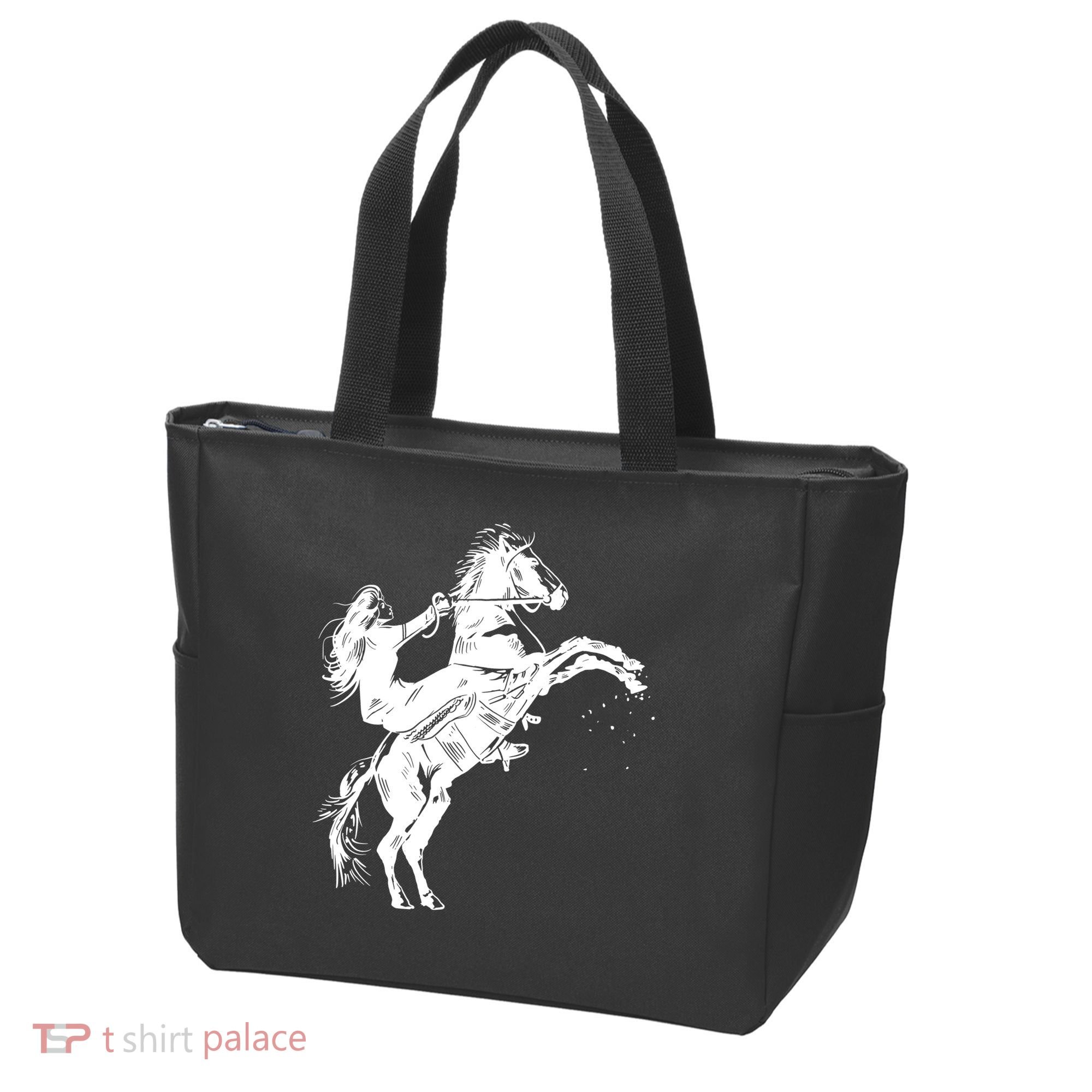 Girl Riding Horse Equitation Tote Bag