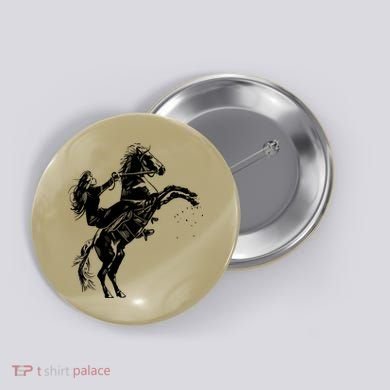 Girl Riding Horse Equitation Button