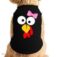 Girl Turkey Face Pink Bow Thanksgiving Day Doggie Tank thumb 0