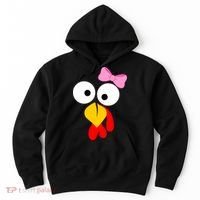 Girl Turkey Face Pink Bow Thanksgiving Day Hoodie thumb 0
