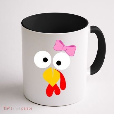 Girl Turkey Face Pink Bow Thanksgiving Day Coffee Mug back
