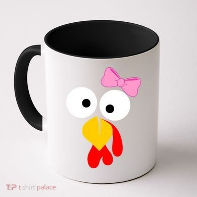 Girl Turkey Face Pink Bow Thanksgiving Day Coffee Mug