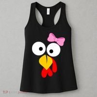 Girl Turkey Face Pink Bow Thanksgiving Day Women's Tank Top thumb 3