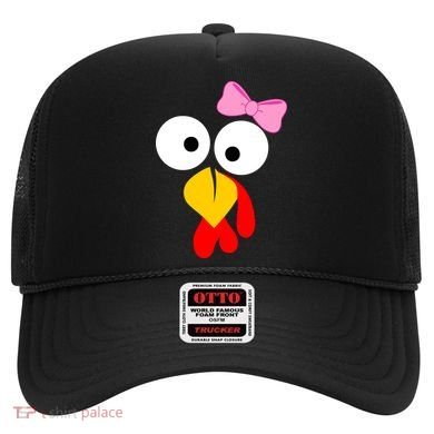Girl Turkey Face Pink Bow Thanksgiving Day Hat