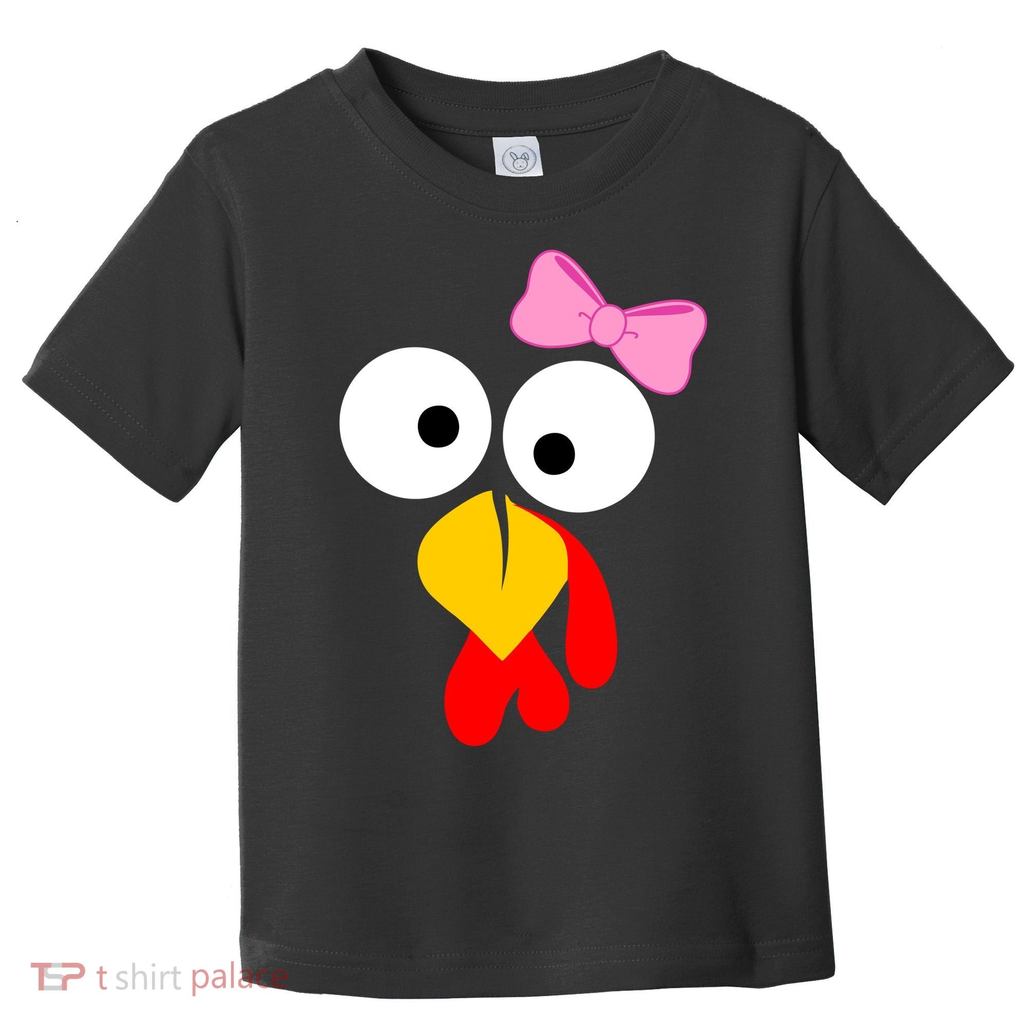 Girl Turkey Face Pink Bow Thanksgiving Day Toddler T-Shirt
