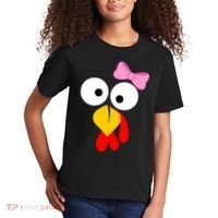 Girl Turkey Face Pink Bow Thanksgiving Day Kids T-Shirt thumb 2